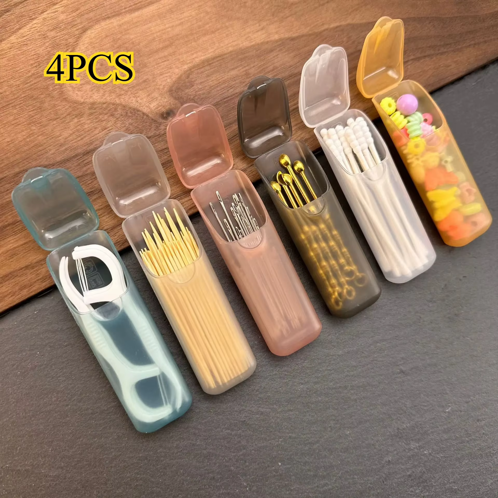 4 mini boîtes de rangement portables - Organiseur de petites pièces en plastique PP, compartiments d