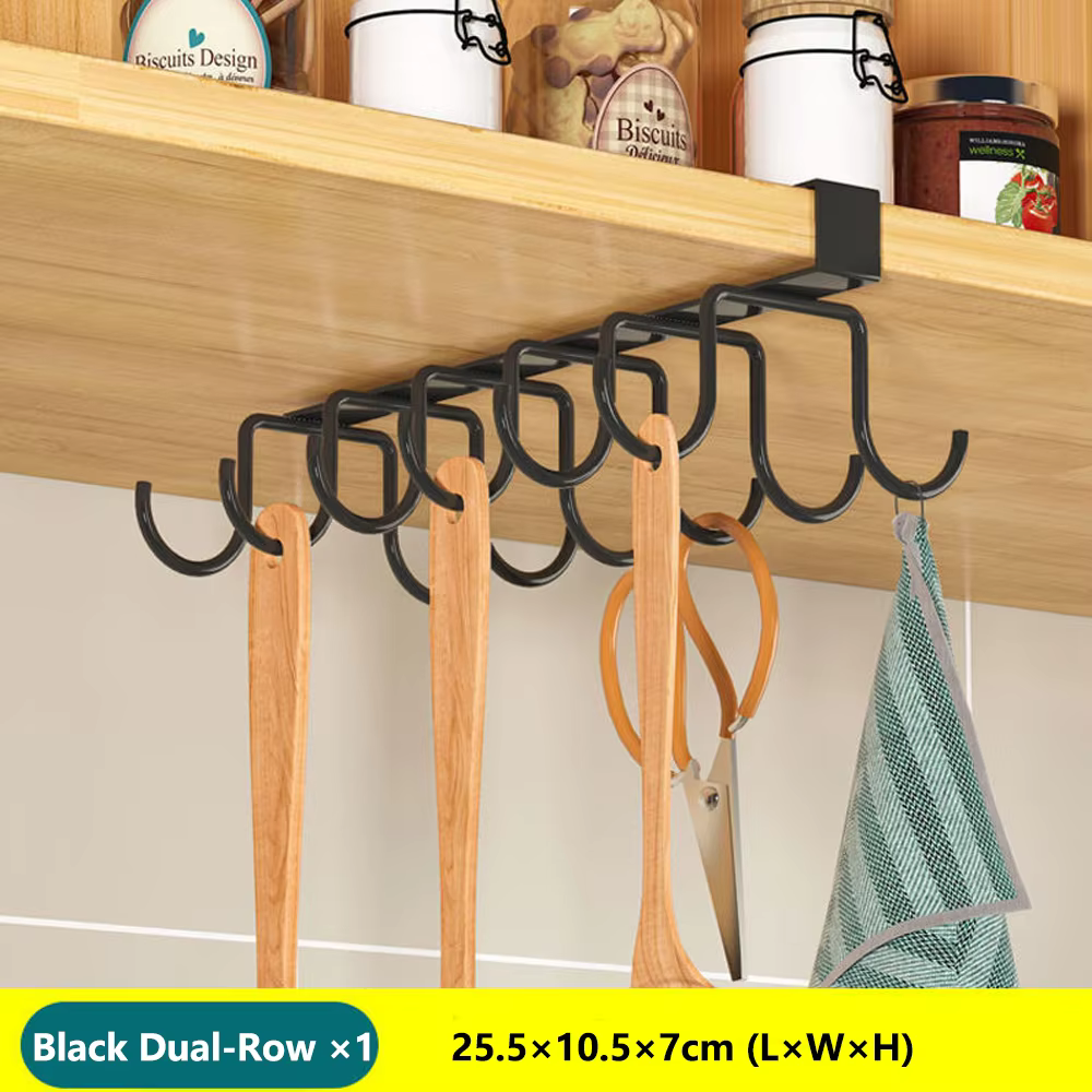 Support organisateur de cuisine sous armoire avec crochets, étagère de rangement polyvalente pour pl