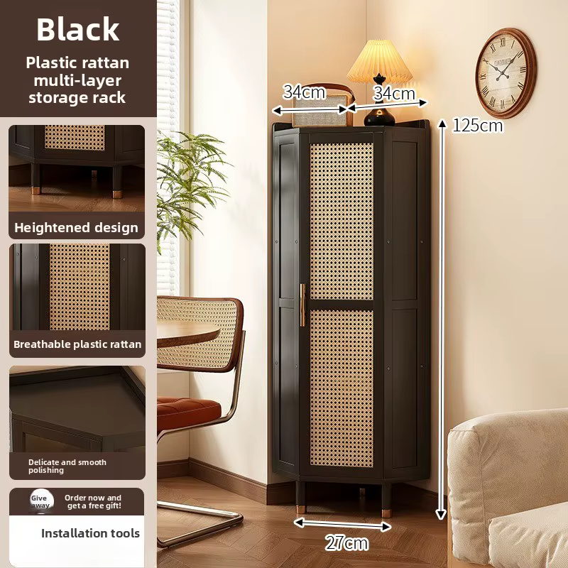 Étagère d'angle en bambou, armoire triangulaire sur pied avec portes, casier à vin anti-poussière, o