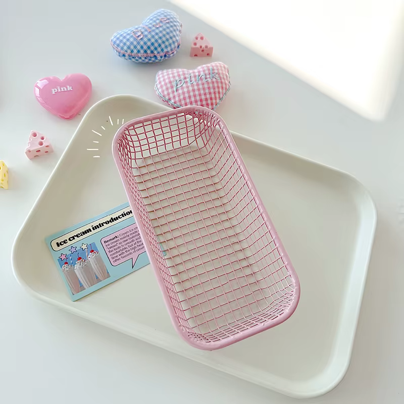 Panier de rangement de bureau INS, panier organisateur d'articles divers en métal, étui pour cartes 