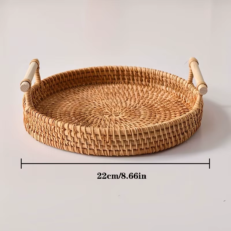 Plateau en rotin tissé à la main et panier de conservation des aliments |   Organisateur de cuisine 
