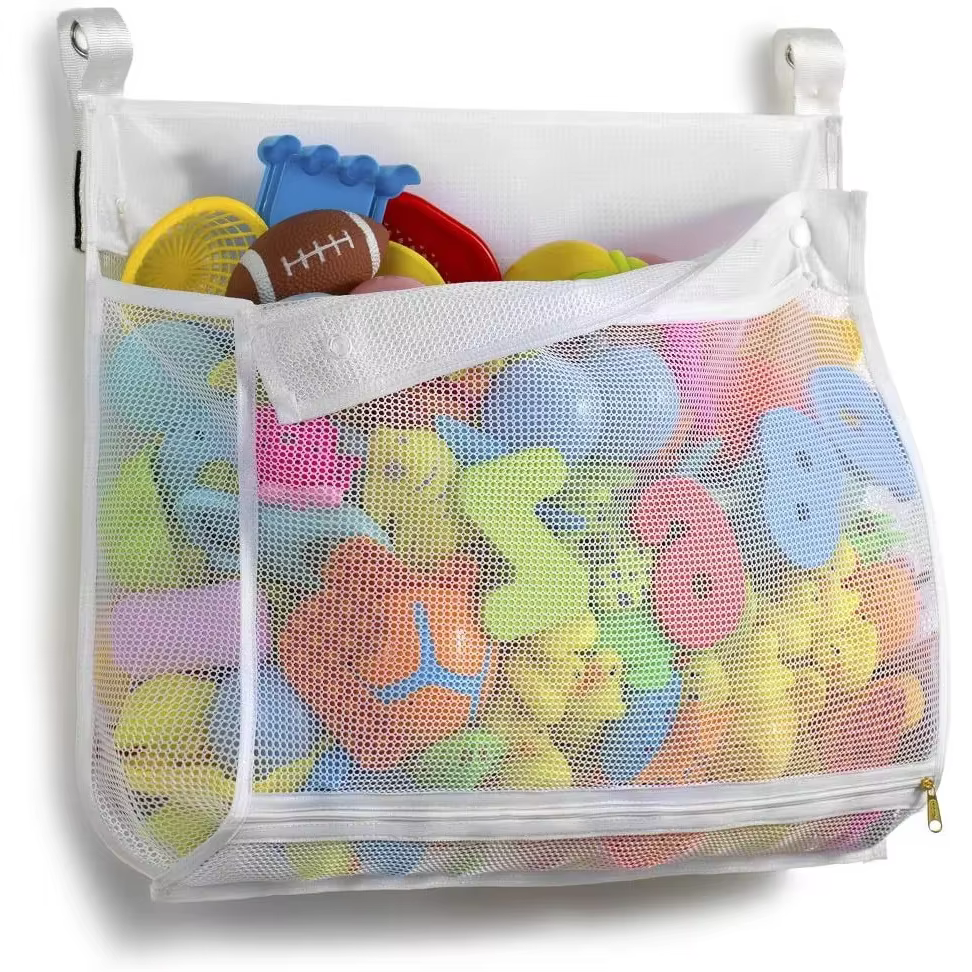 Organisateur de jouets de bain pour enfants, sac de rangement suspendu avec grand dessus ouvert et f