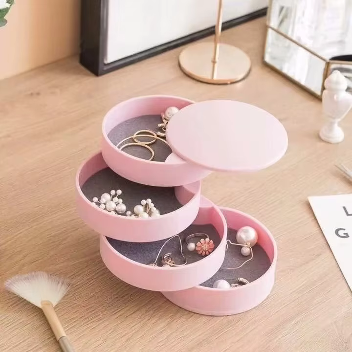 Boîte de rangement de bureau rotative multicouche pour accessoires capillaires, bijoux et maquillage