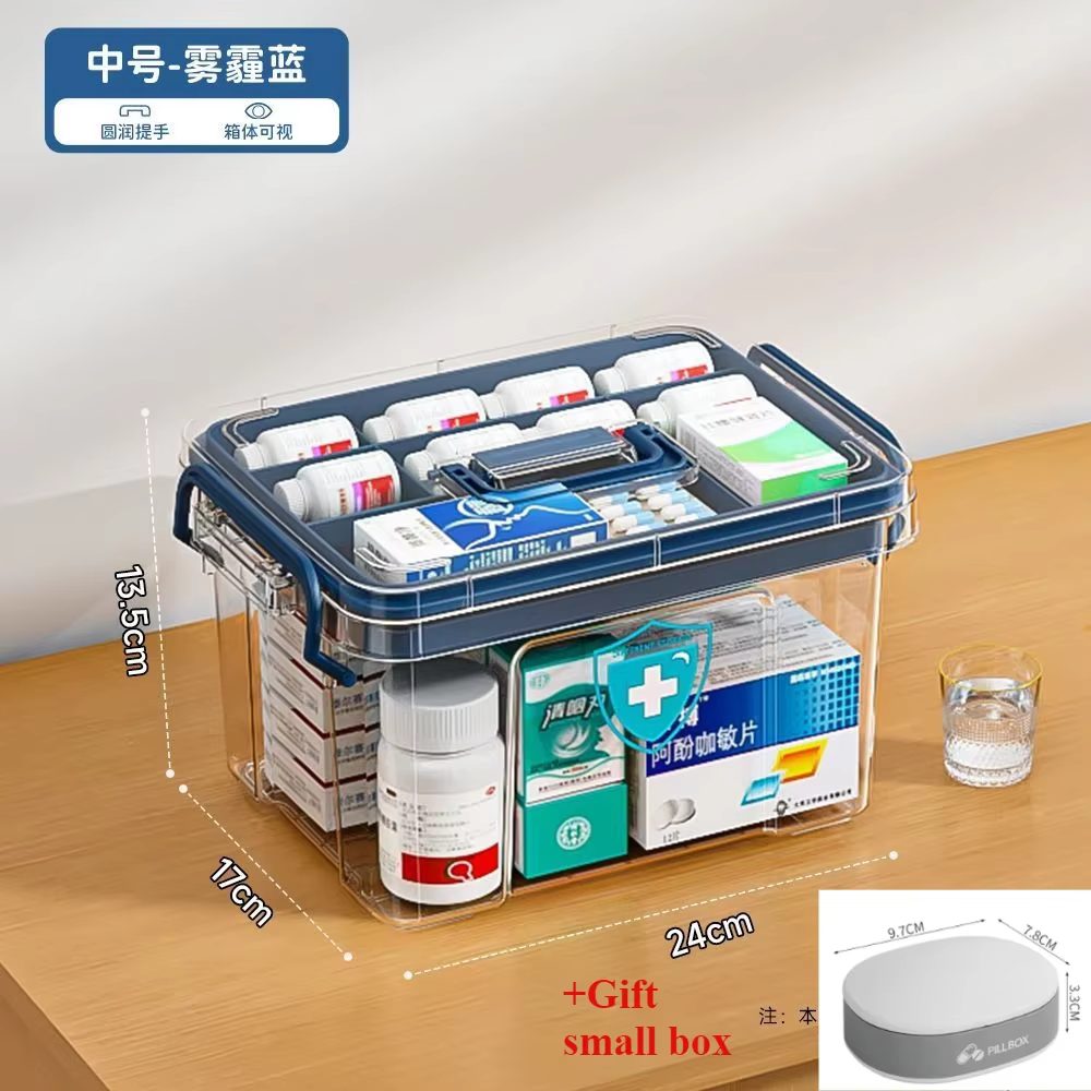 Boîte de rangement transparente domestique, couvercle multicouche de grande capacité, Kit de premier
