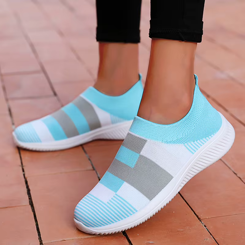 Baskets de sport respirantes élastiques pour femmes, mélange de documents, chaussures plates décontr