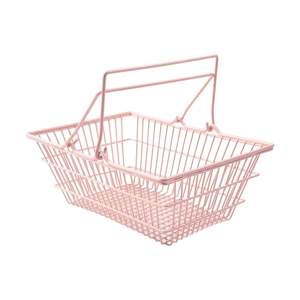 Panier de rangement S/M/L rose grande capacité, panier de bureau pour l'organisation, mini panier en