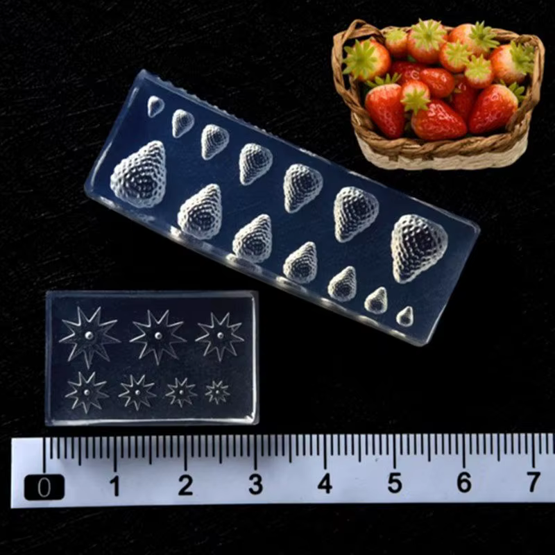 Moule en silicone Mini boîte à fraises pour colle UV, argile malleable DIY, maison de poupée, simula