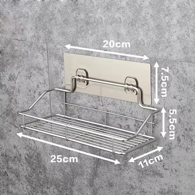 Étagère de rangement de salle de bain en acier inoxydable, étagère de douche sans poinçon, cuisine, 