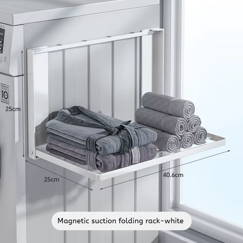 Étagère latérale magnétique en métal pour Machine à laver, gain de place, porte-vêtements pliant, sa