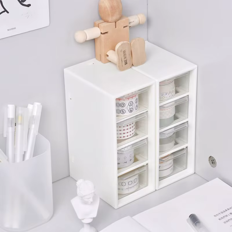 Boîte de rangement de cosmétiques de bureau blanche, avec 4 unités de tiroir, conteneur, petite boît