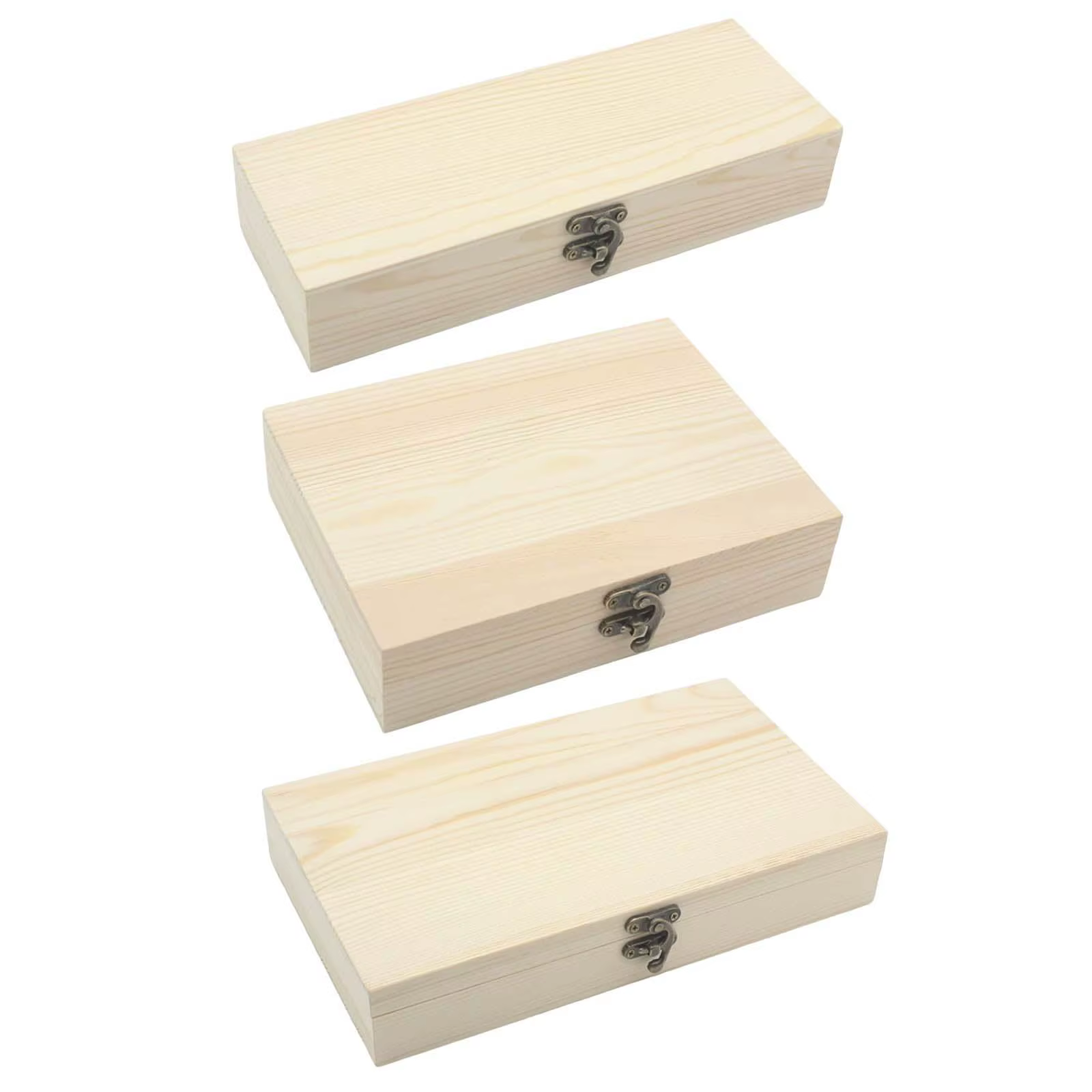 Boîte en bois avec couvercle à charnière, boîte Keepplex, boîte rectangulaire en bois uni, fermoir a