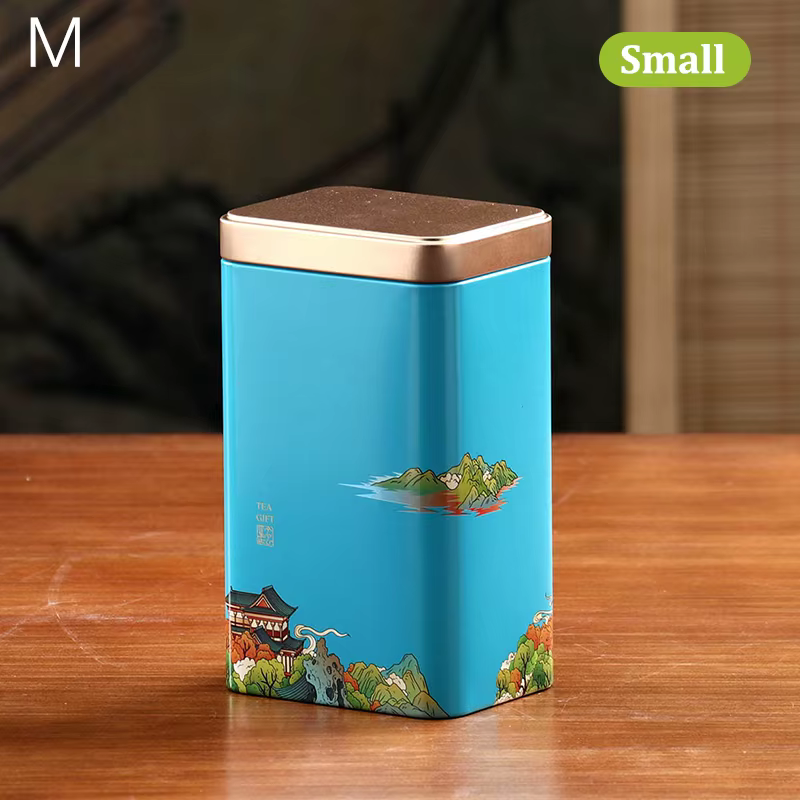 Petites boîtes de rangement d'épices en fer blanc, petit pot de café carré, conteneur de feuilles de