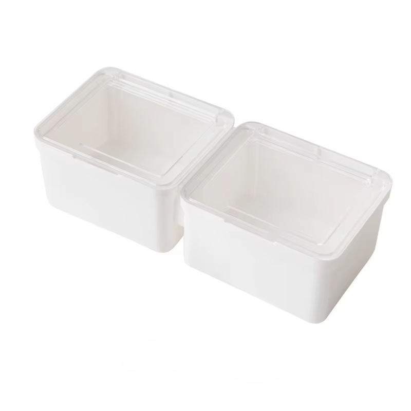 Boîte de rangement à couvercle Transparent à Double ouverture, conteneur organisateur polyvalent pou