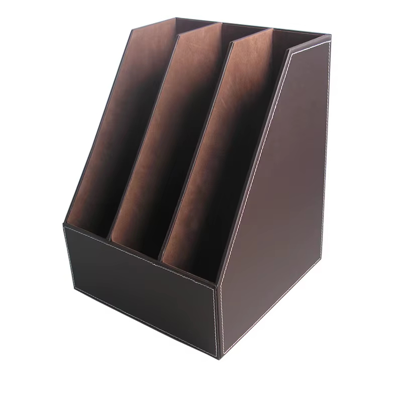 Support de stockage créatif à trois rangées en cuir PU