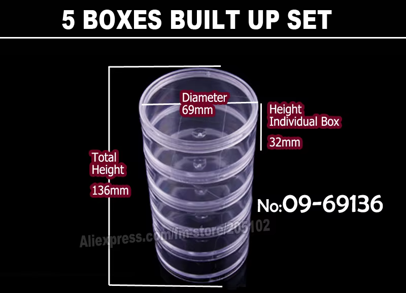 Boîte de rangement ronde transparente pour accessoires