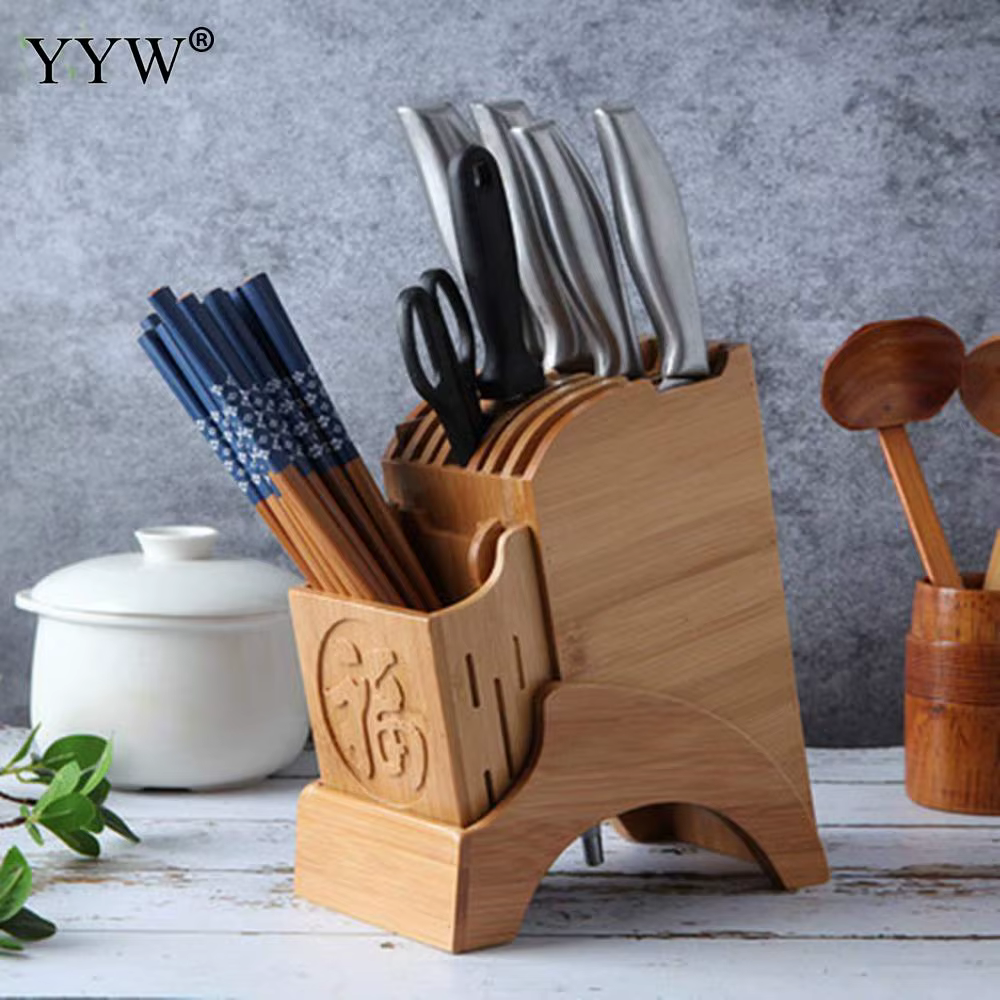 Rangement opaque en bambou T1 pour couteau