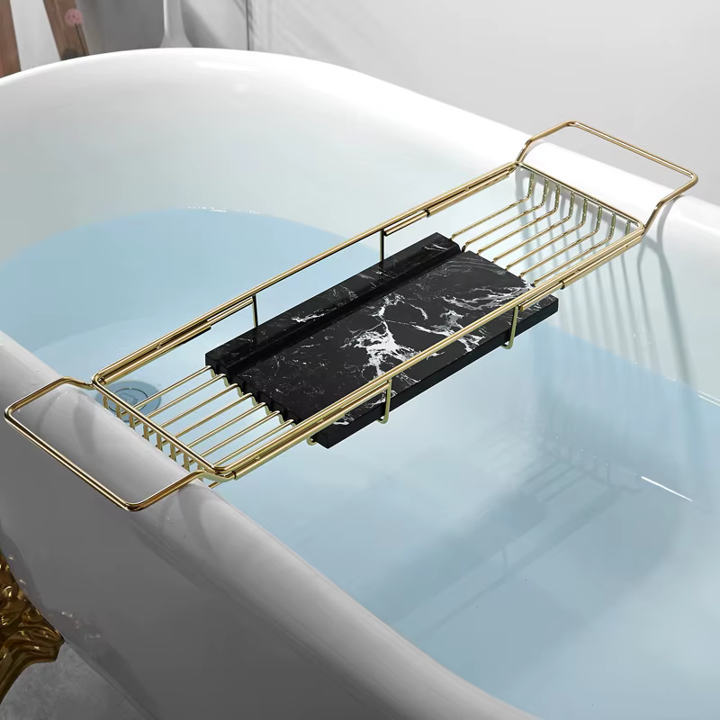 Tuqiu-Étagère de baignoire dorée