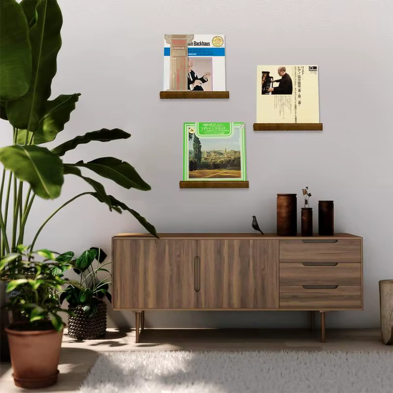 Porte-disque mural en bois et vinyle, petite étagère d'affichage