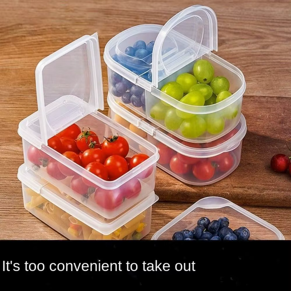 Boîte de rangement rectangulaire scellée en plastique pour réfrigérateur portable