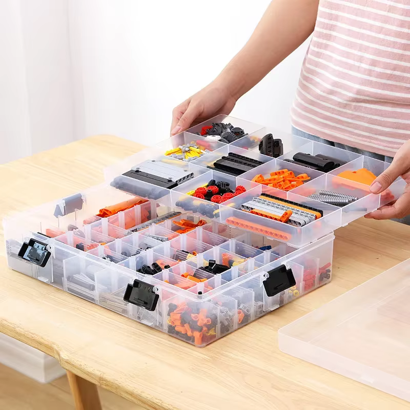 Boîte de rangement grande capacité transparente multicouche pour jouets