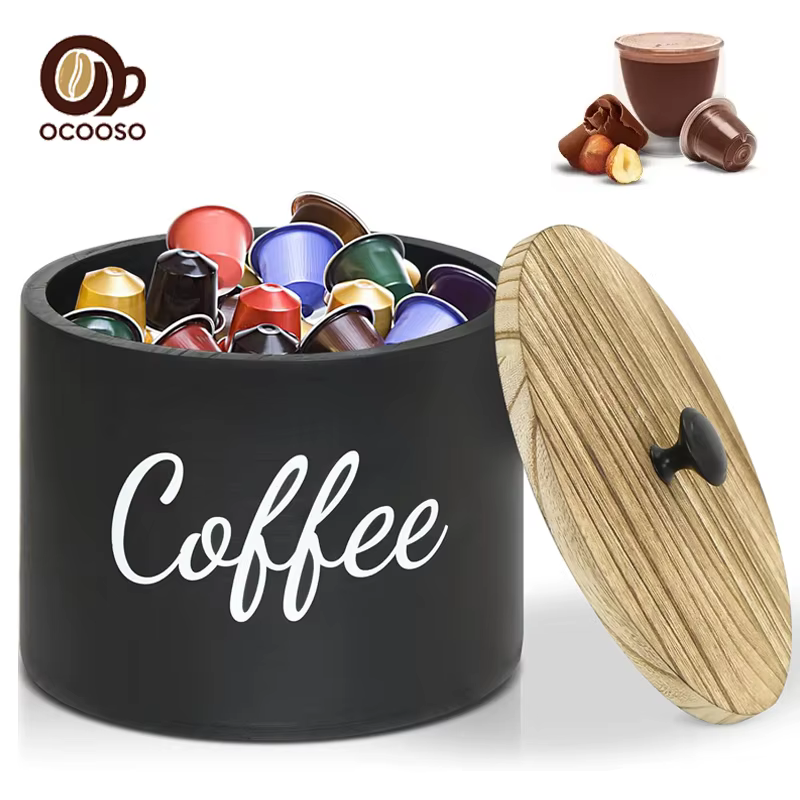 OCOOSO – boîte à dosettes de café en bois avec couvercle