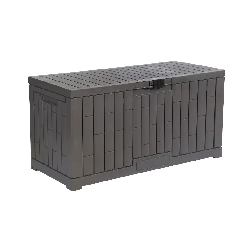 Boîte de rangement extérieure étanche pour jardin et patio avec trou pour cadenas