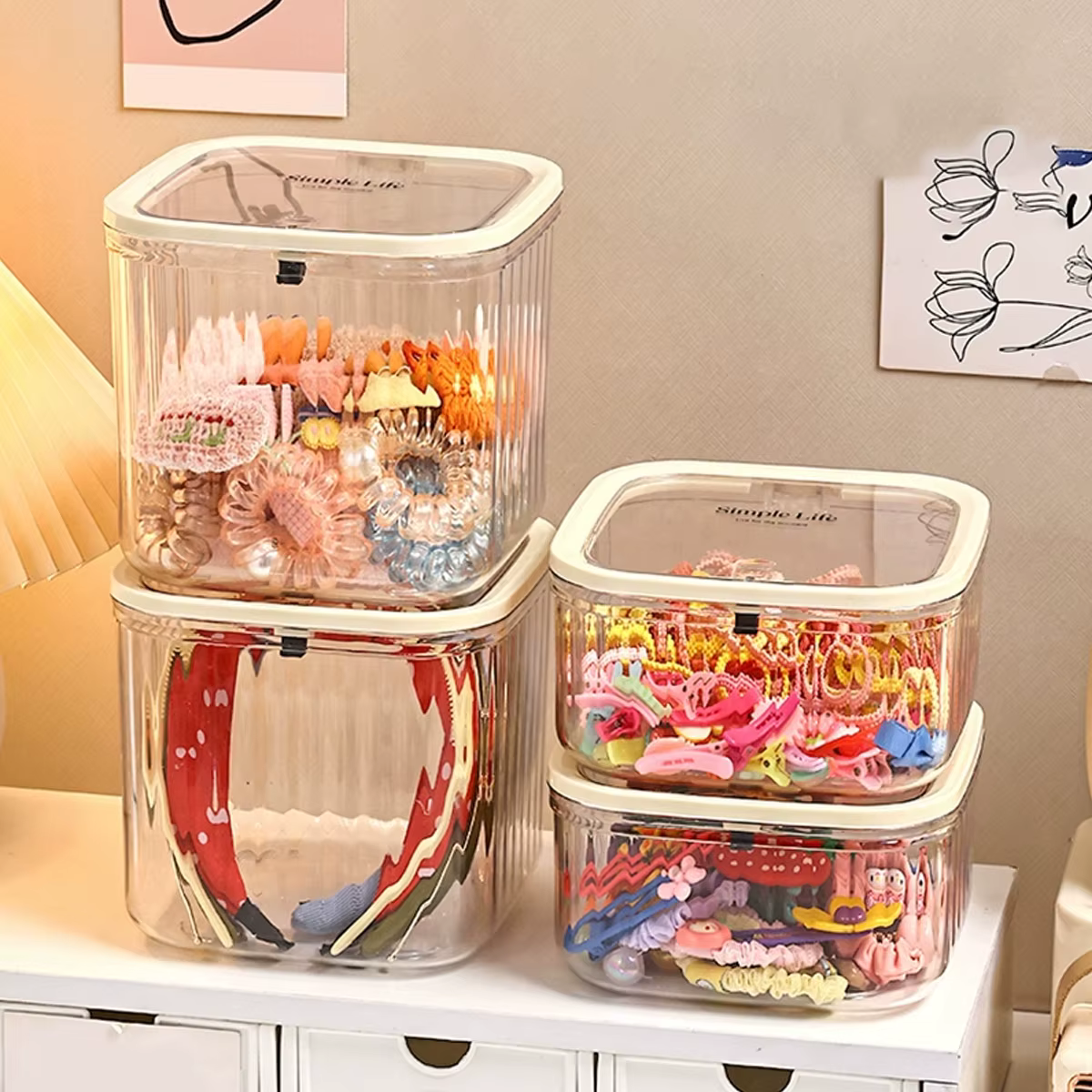 Boîte de rangement d'accessoires pour cheveux
