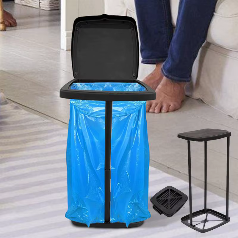 Support de sac poubelle pliable avec couvercle