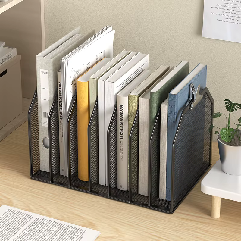 Trieur et dossiers verticaux en métal à 7 sections | Organisateur de porte-fichiers pour bureau