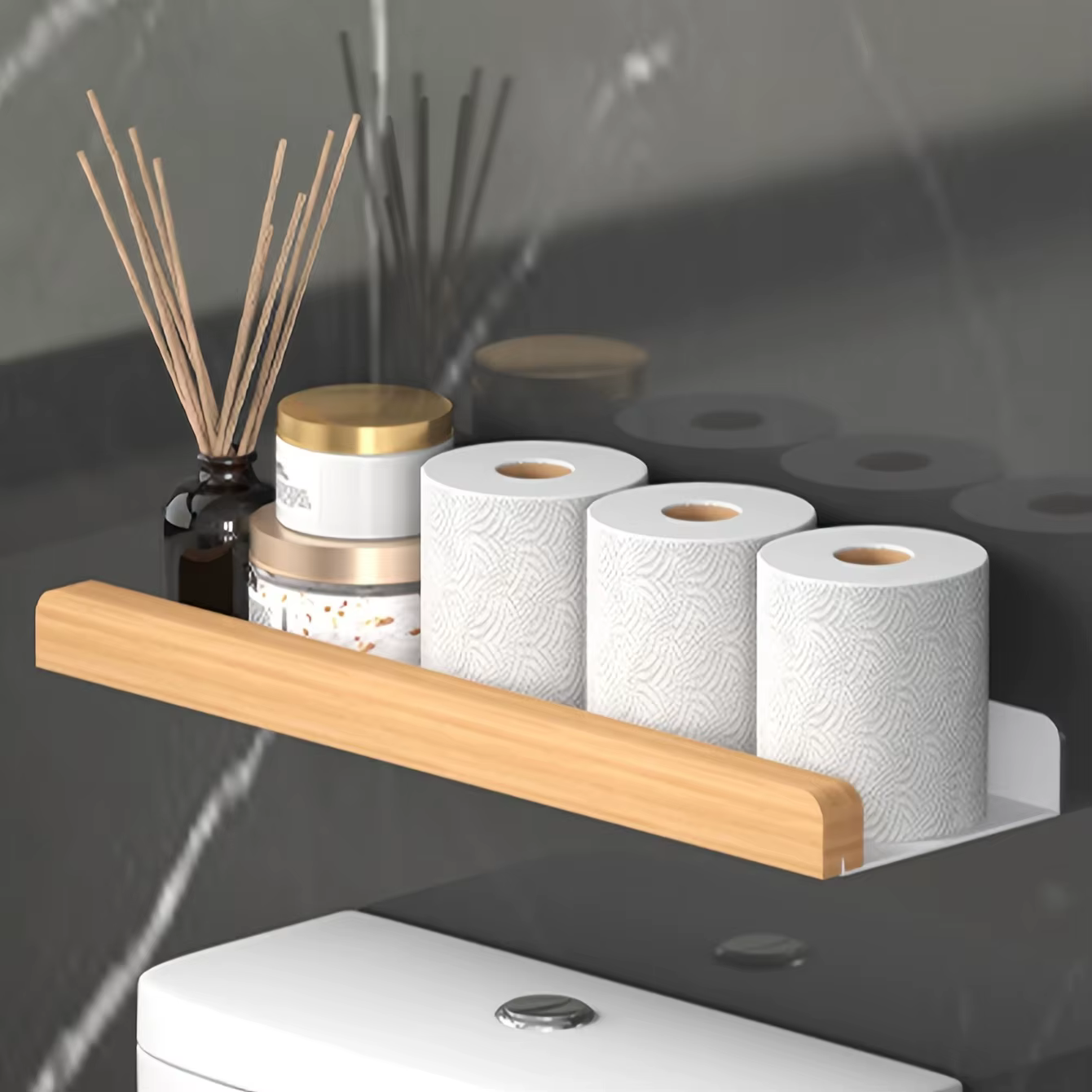 Étagère de salle de bain sans perçage