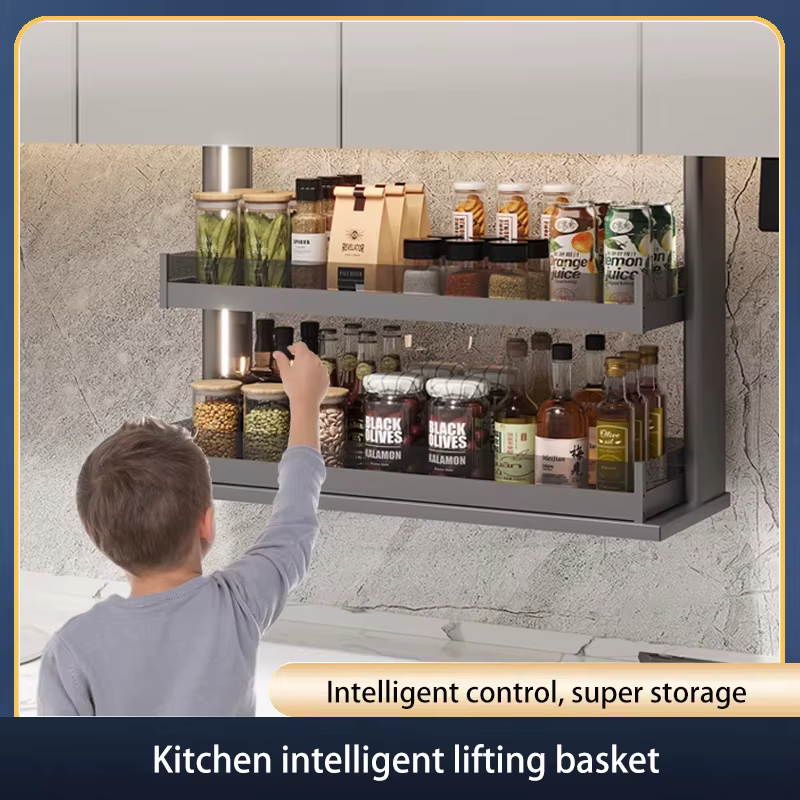 Armoire de cuisine électrique à tirage vertical commandée par la voix