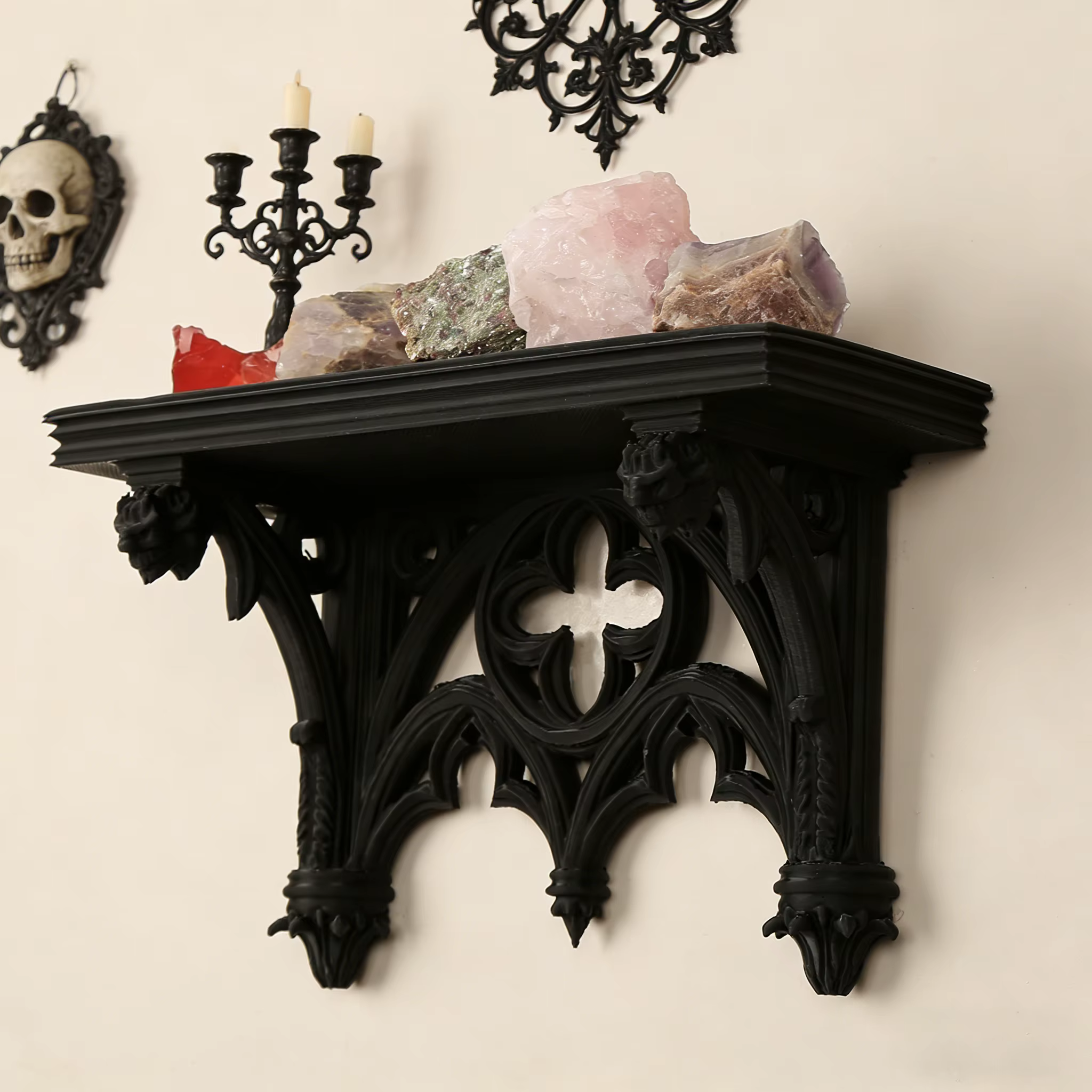 Étagère murale sculptée tête de bête style gothique transfrontalier pour rangement et décoration