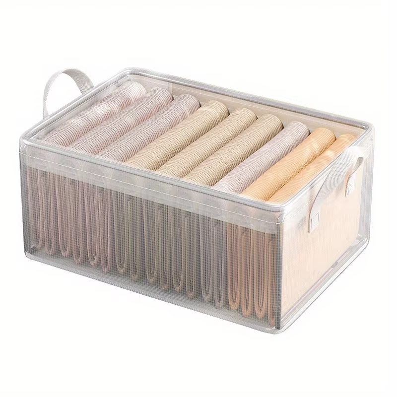 1 boîte de rangement transparente en PVC avec cadre en acier solide