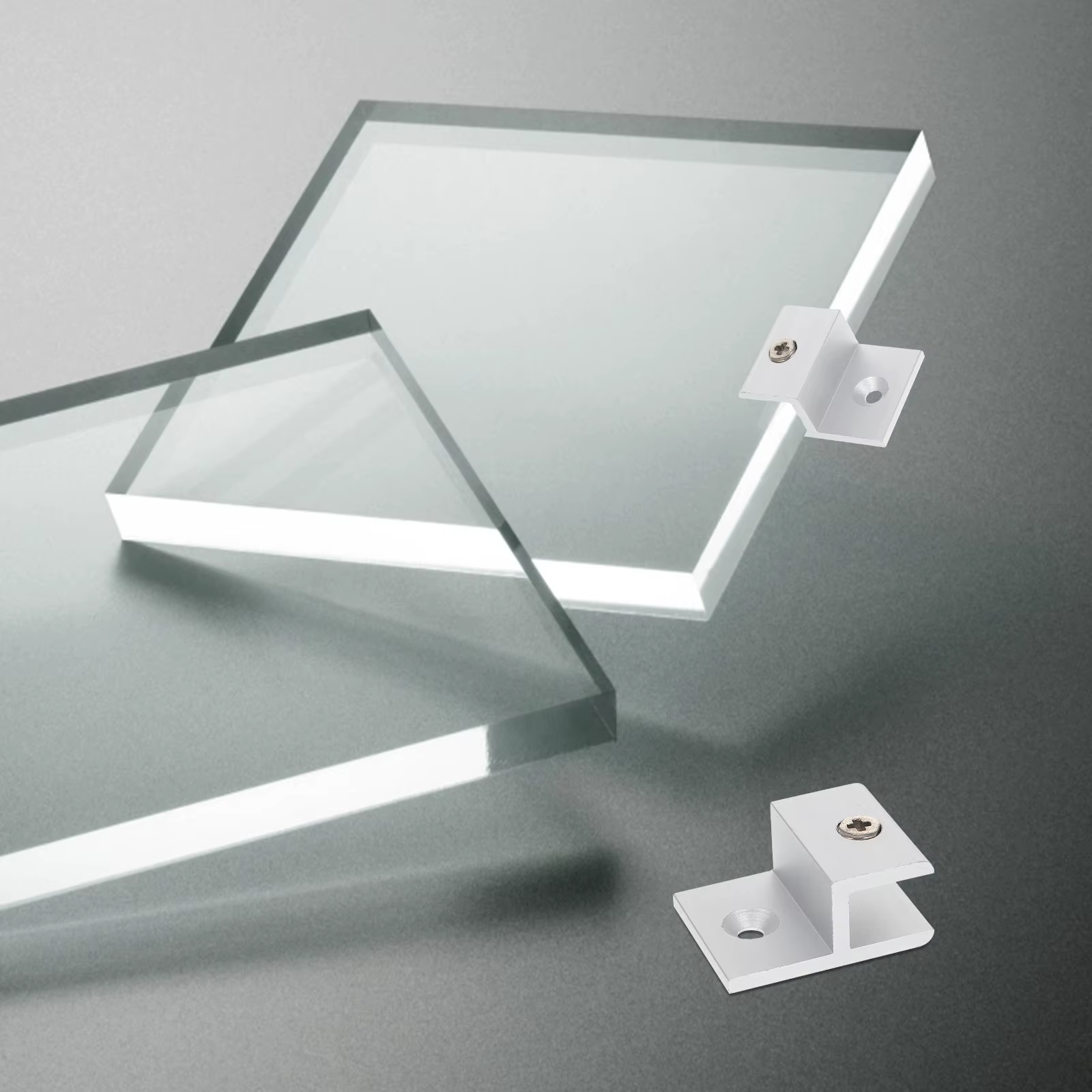 Support d'étagère en verre rectangulaire en aluminium