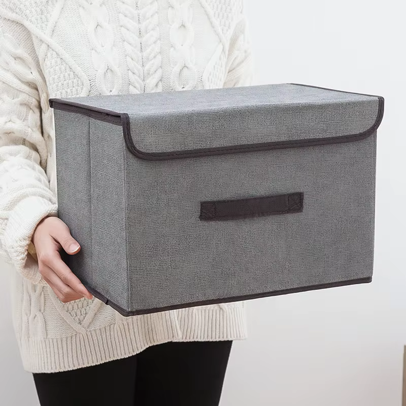 Boîte de rangement en tissu non tissé gris, fournitures pour la maison, vêtements, sous-vêtements, chaussettes, jouets pour enfants, évaluationcosmétiques