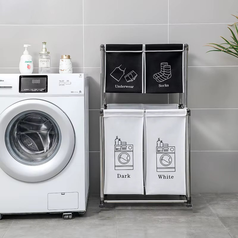 Panier à linge multicouche avec support de tri