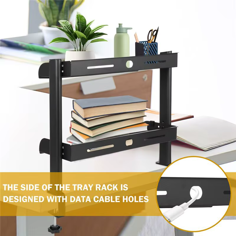 Étagère de bureau à fixation par pince en métal