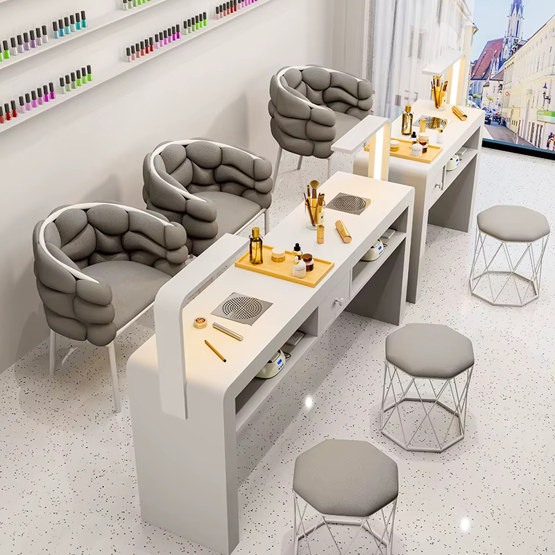 Étagère intégrée bureaux à ongles fournitures de rangement aspirateur