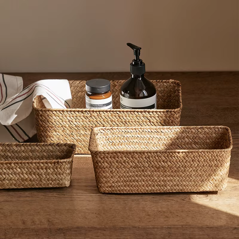 Panier de rangement en saule tissé à la main