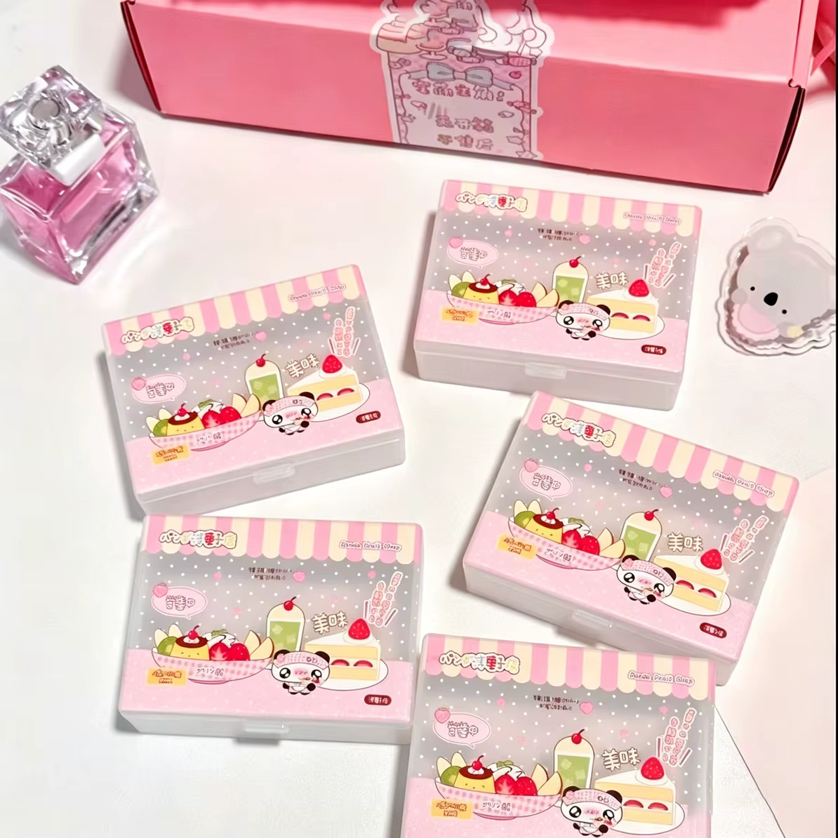 Boîte de rangement de cartes japonaise à pois givrés