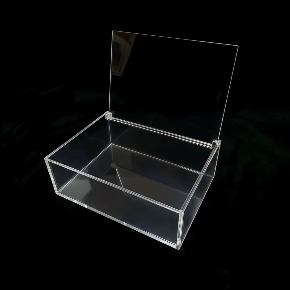 Boîte de rangement carrée en acrylique avec couvercles