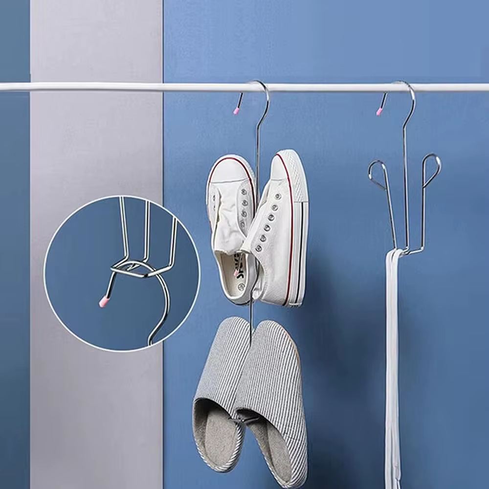 Nouveau séchoir à chaussures en acier inoxydable, support suspendu peu encombrant, séchoir à chaussures coupe-vent avec crochet