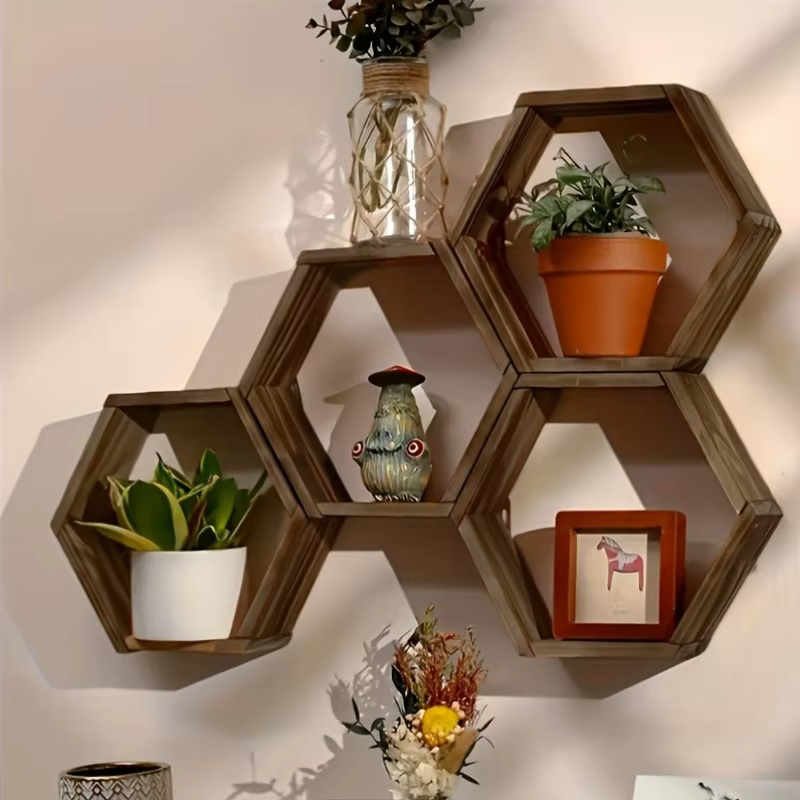 Ensemble d'étagères murales hexagonales flottantes