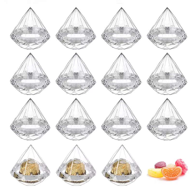 Boîtes à Bonbons Transparentes en Forme de Diamant