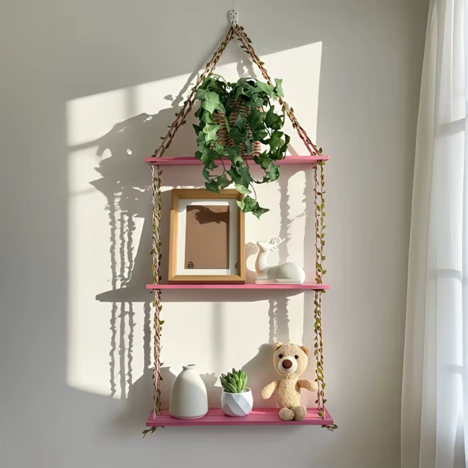 1 étagère murale rose bohème