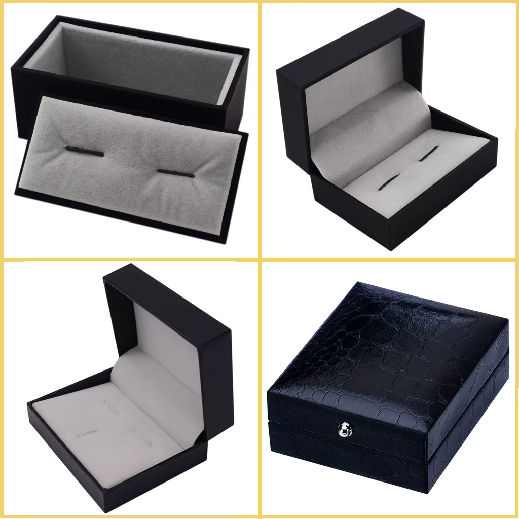 SAVOYSHI boîte à bijoux noire nouveau petit paquet de matériaux en papier similicuir boutons de manchette boîte-cadeau personnalisation