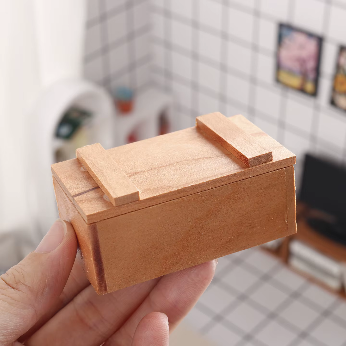 Mini boîte de rangement en bois cerise