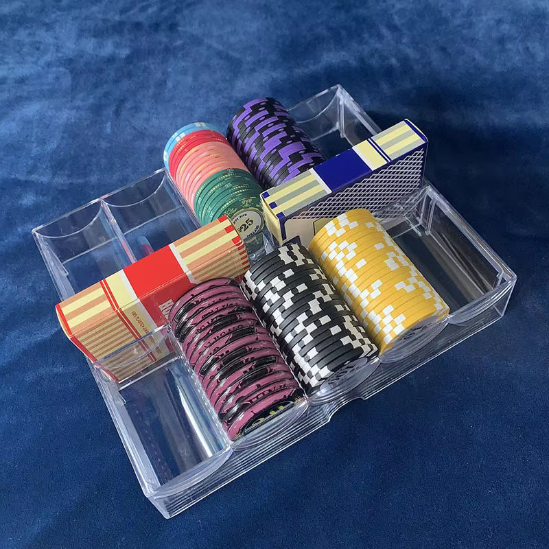 Boîte à jetons en acrylique transparent à 10 compartiments avec couvercle