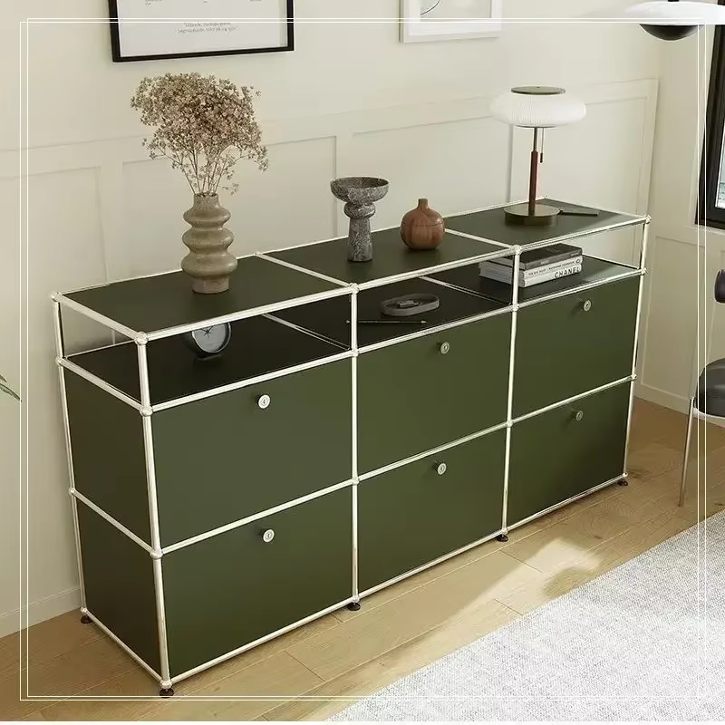Meubles de rangement modernes modulaires à structure métallique pour salon et bureau
