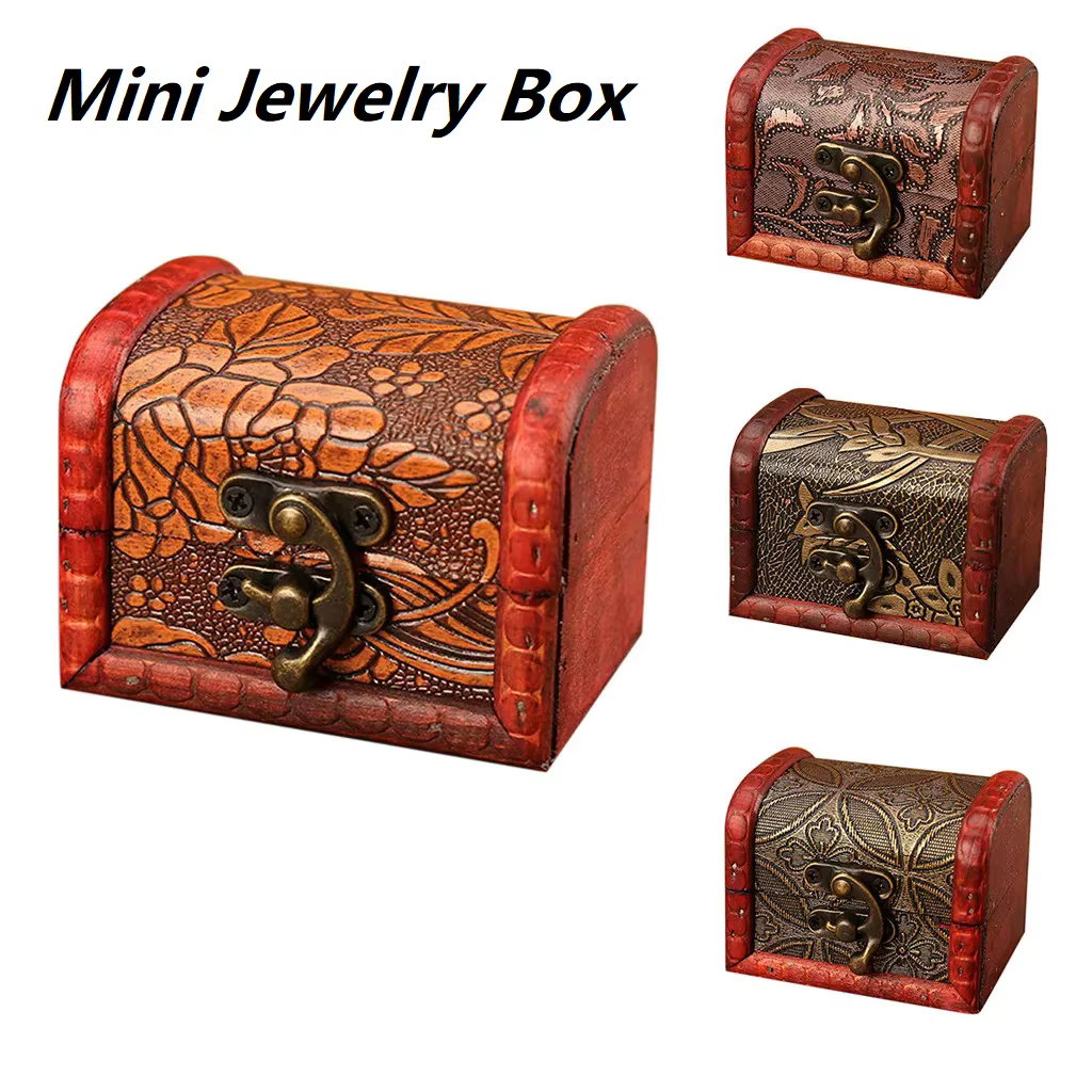 Boîte à bijoux Vintage en bois faite à la main